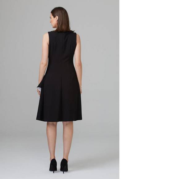 NWT Joseph Ribkoff 201319 - DRAPED A-LINE DRESS in BLACK/VANILLA - Picture 3 of 3